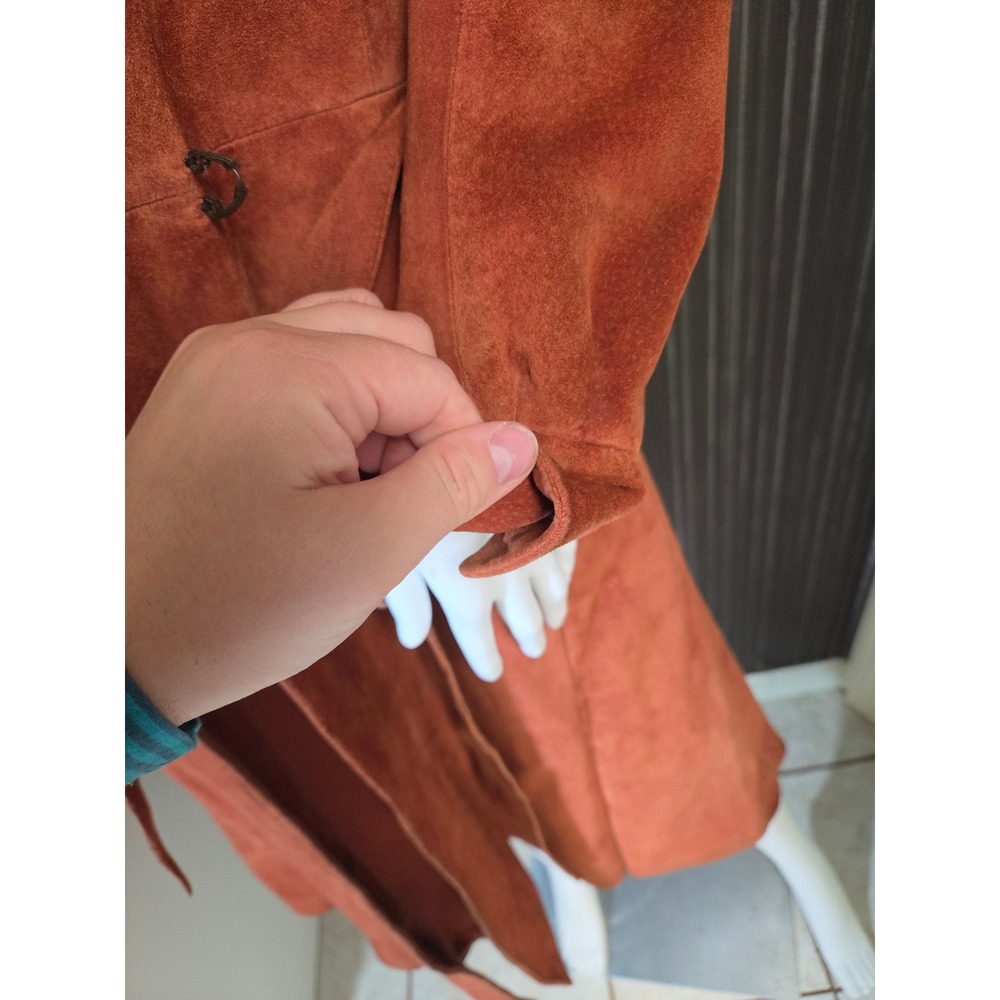 Jean Pecarel Paris 1970 penny lane Vintage Suede real fur Orange rust small - Picture 13 of 16